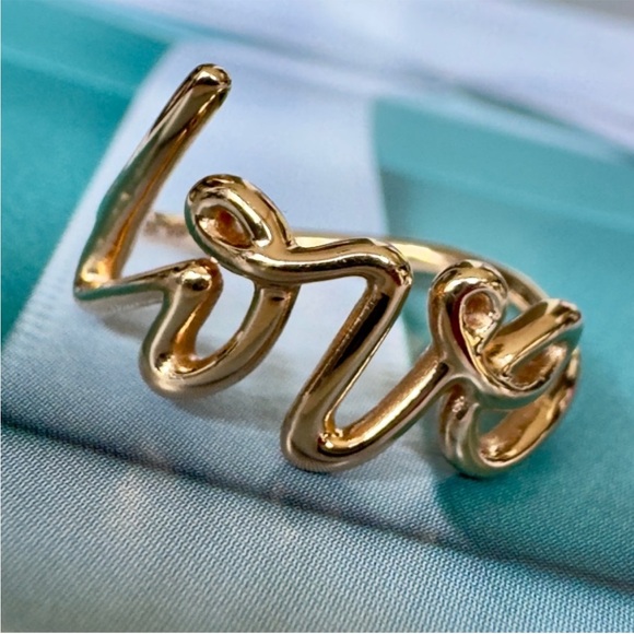 Tiffany & Co. Gold Love Script Ring - Picture 1 of 10